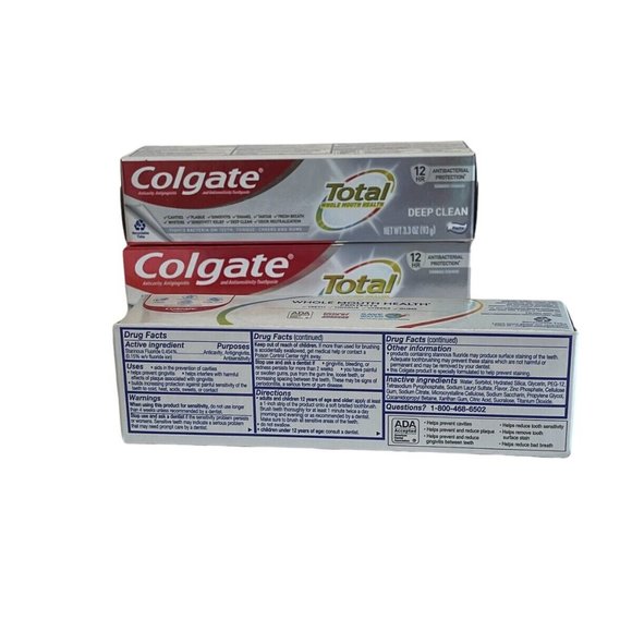 Colgate Total Whole Mouth Health Deep Clean Toothpaste 3.3 oz Each Lot Of 3 - Picture 3 of 3